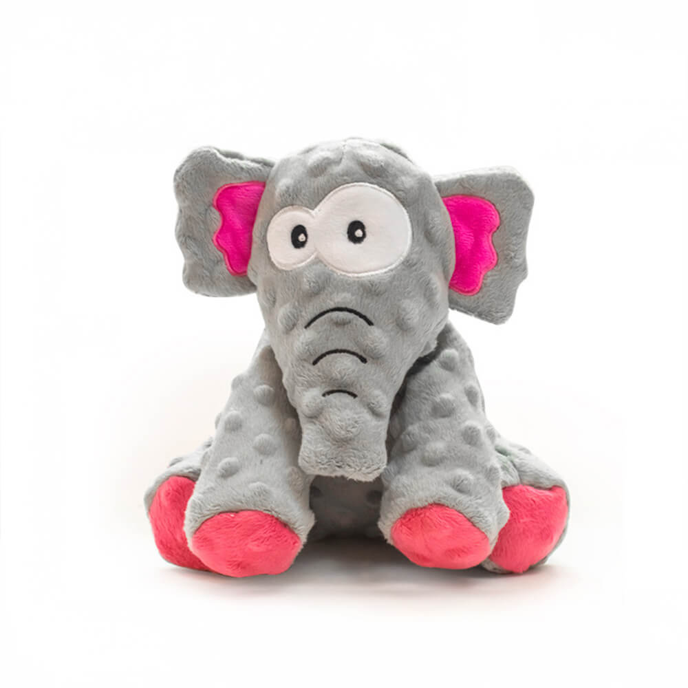 Durable squeaky elephant plush dog chew toy for pets. Ideal for fetching & playtime.