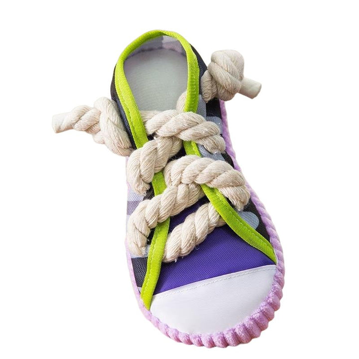Pet supplies: durable yellow rubber shoe toy, squeaks delighting small to medium dogs.