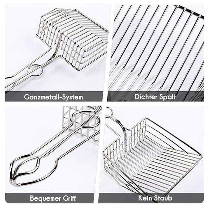 Easy-clean stainless steel cat litter scoop, a durable pet accessory