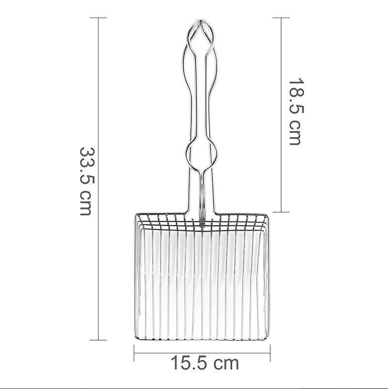 Heavy-duty stainless steel sifting scoop for cat litter, essential pet supplies