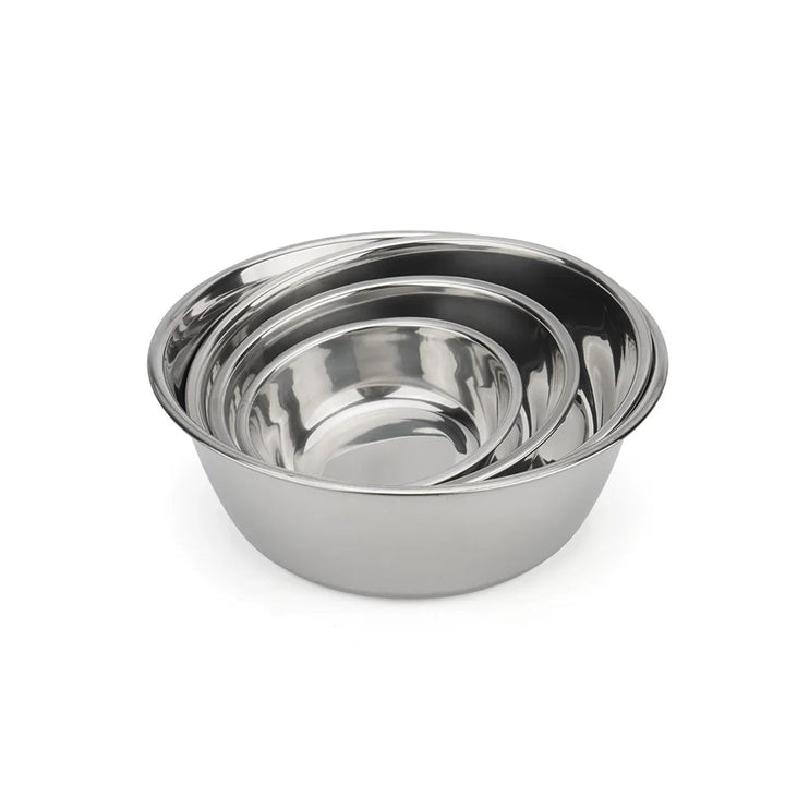 Single stainless steel pet bowl, non-slip base, ideal for dog food or cat water, easy to clean.