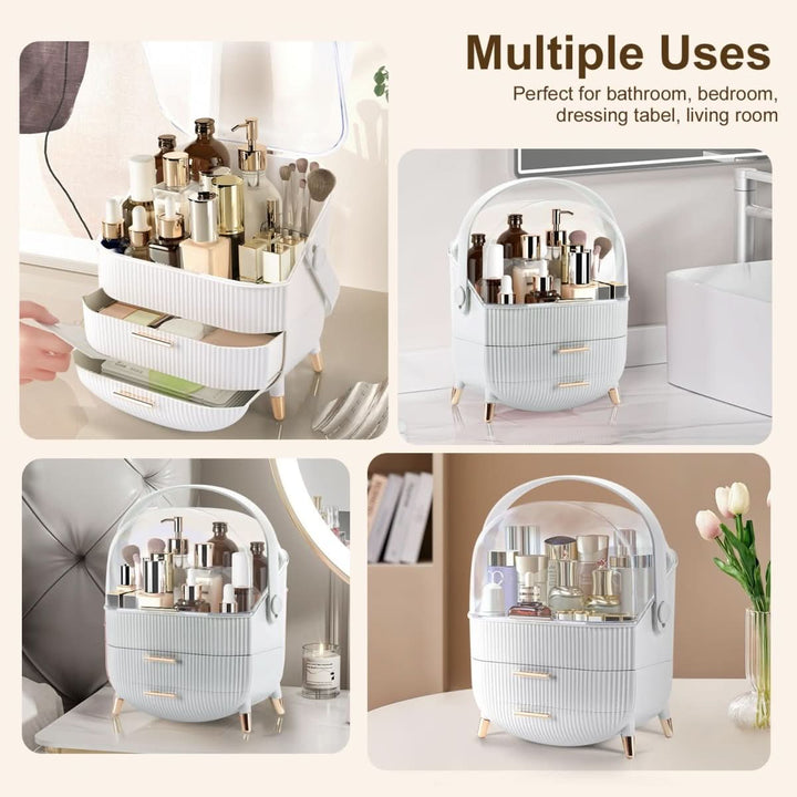 Acrylic dustproof makeup storage. Waterproof vanity organizer for a clear and organized space.