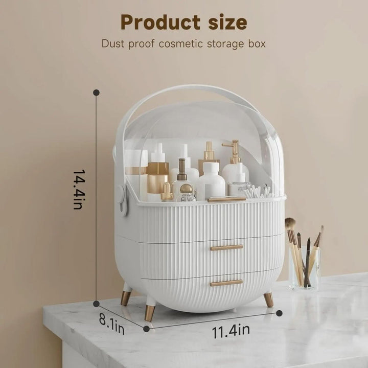 Premium dustproof clear makeup organizer. Waterproof storage solution for all cosmetic types.