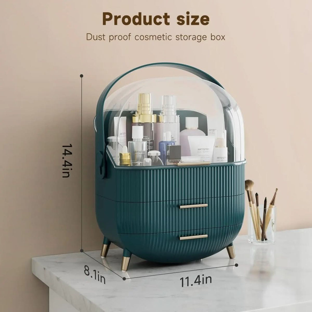 Compact dustproof vanity organizer. Waterproof cosmetic case to keep all makeup protected.