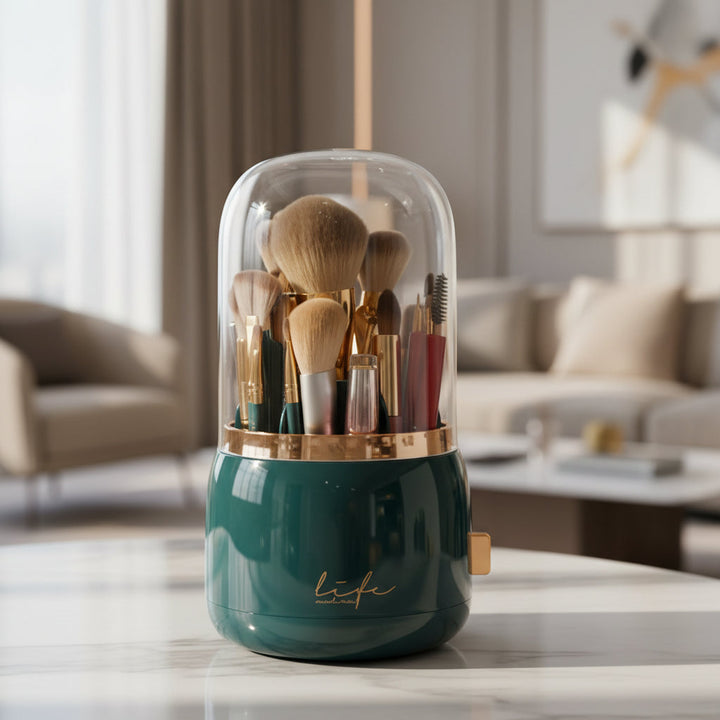 Transparent dustproof makeup holder. Waterproof beauty storage for effortless organization.