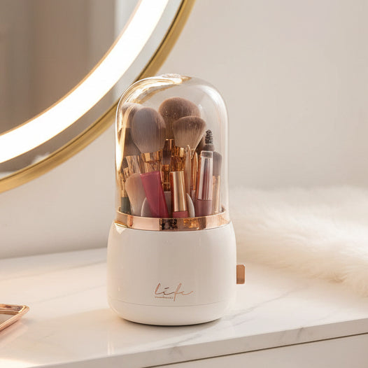 Versatile dustproof makeup storage. Waterproof organizer for various cosmetic items & accessories.
