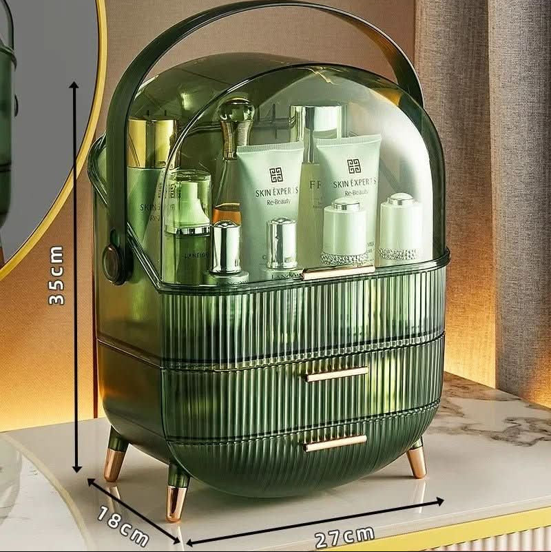 Contemporary clear dustproof makeup organizer. Waterproof solution for elegant beauty storage.