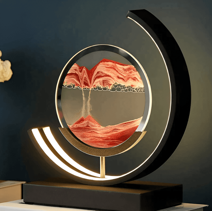 Elegant dynamic sand art desk lamp with warm ambient light, creating a calming mood for any room.