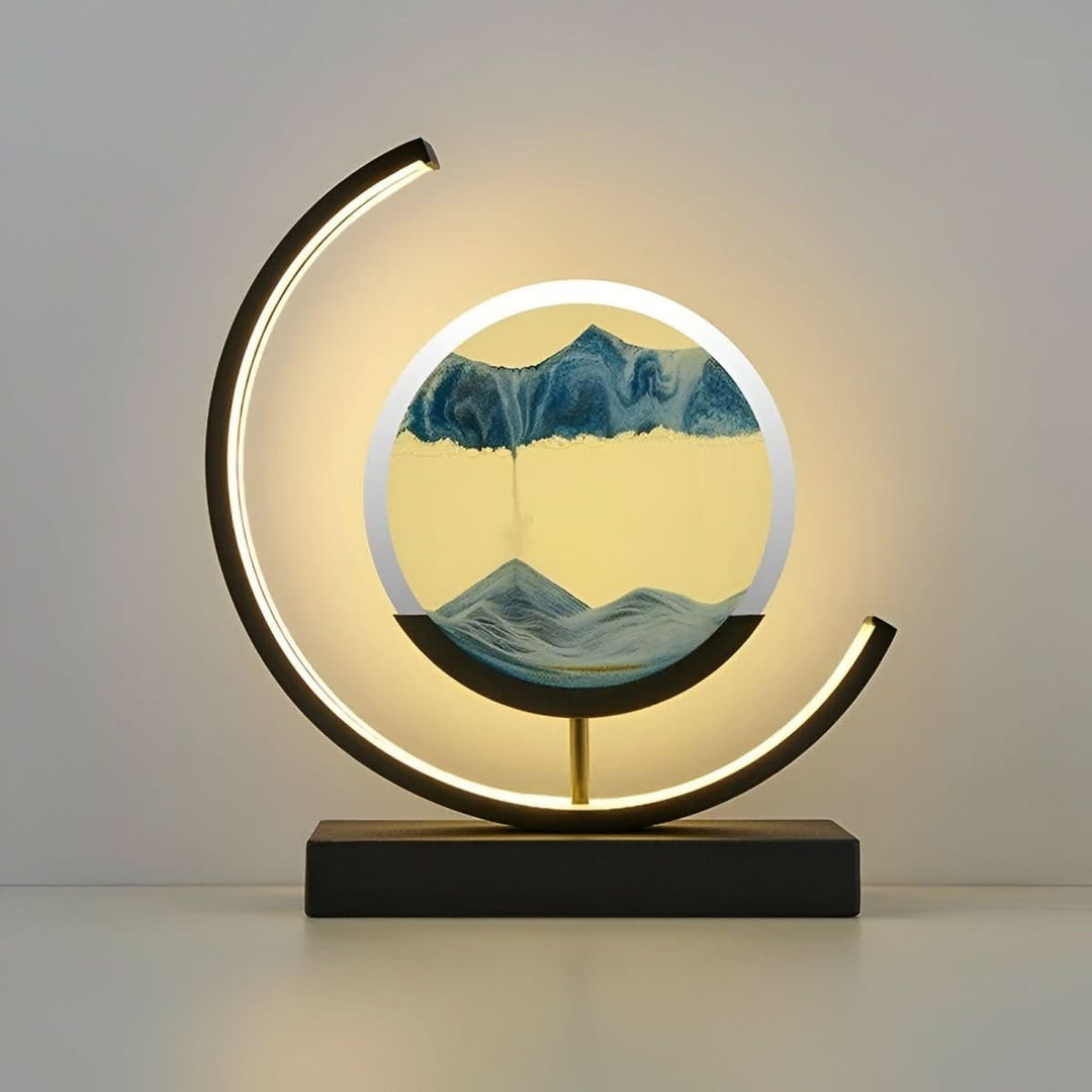 Modern home decor dynamic sand art lamp, featuring elegant design & soothing ambient light for stylish spaces.