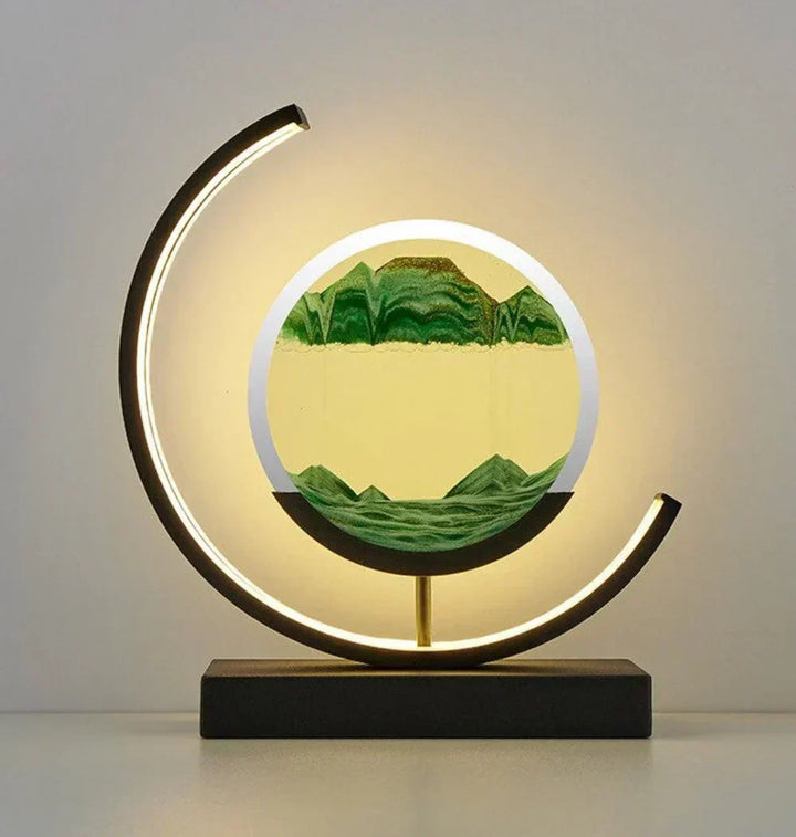 Dynamic Sand Art LED Table Lamp for home decor, featuring a relaxing, flowing sand picture and soft mood lighting.