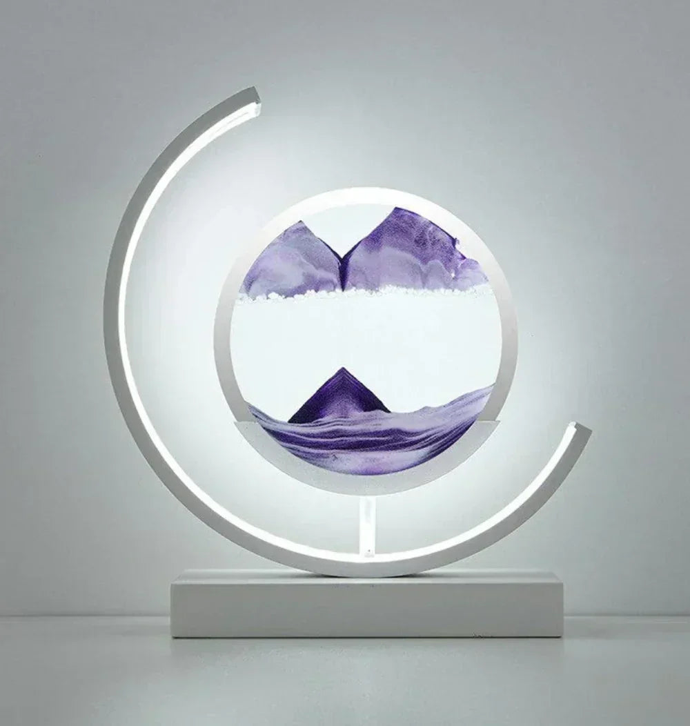 Unique Dynamic Sand Art Table Lamp, a decorative LED desk light with ever-changing sandscapes, perfect for home decor gifts.
