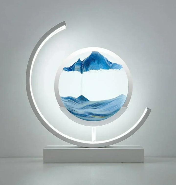 Modern Dynamic Sand Art Desk Lamp with LED light, creating a soothing visual display for office or home workspace decor.
