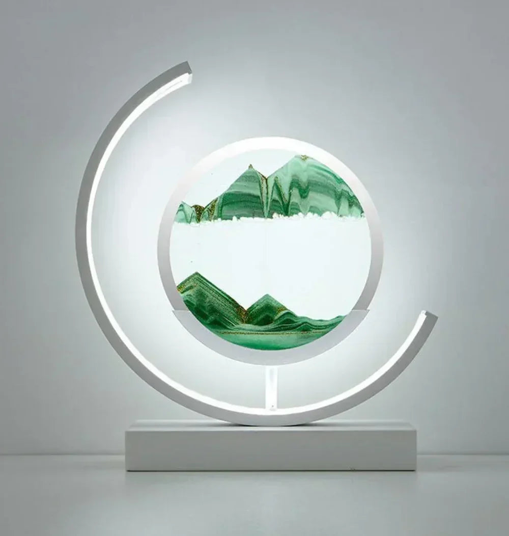 Elegant Dynamic Sand Art Mood Light, a decorative LED table lamp creating tranquil sand patterns for calming home ambiance.