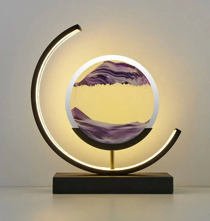 Close-up of Dynamic Sand Art LED Table Lamp showcasing intricate flowing sand patterns and ambient LED illumination.
