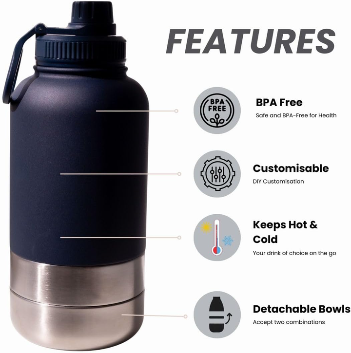 Unisex Pet Travel Water Bottle with Removable Bowl