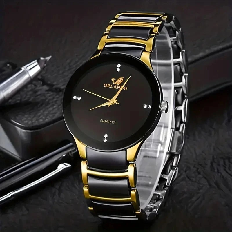 Complete men's fashion & grooming gift set with watch, wallet, sunglasses, trimmer, and keychain.