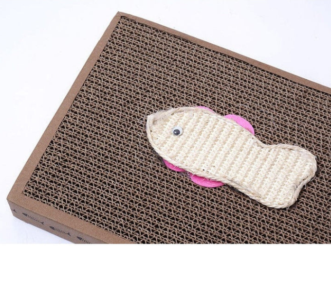 Interactive pet toy: scratching mat for cats with a playful fish, eco-friendly design