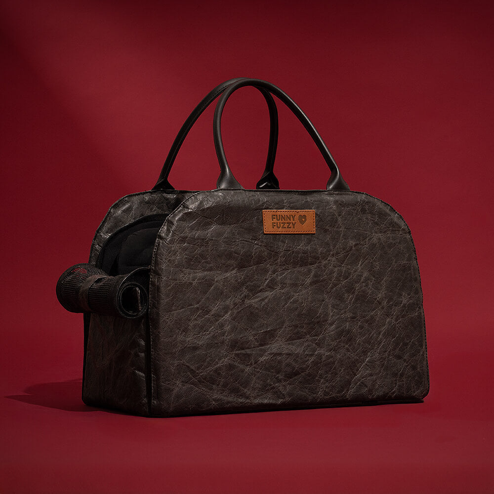 Hands-free pet carrier with adjustable shoulder strap, perfect for urban adventures