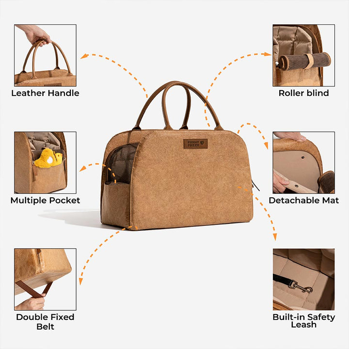 Expandable pet travel bag, converts to car seat, versatile for vet visits and adventures