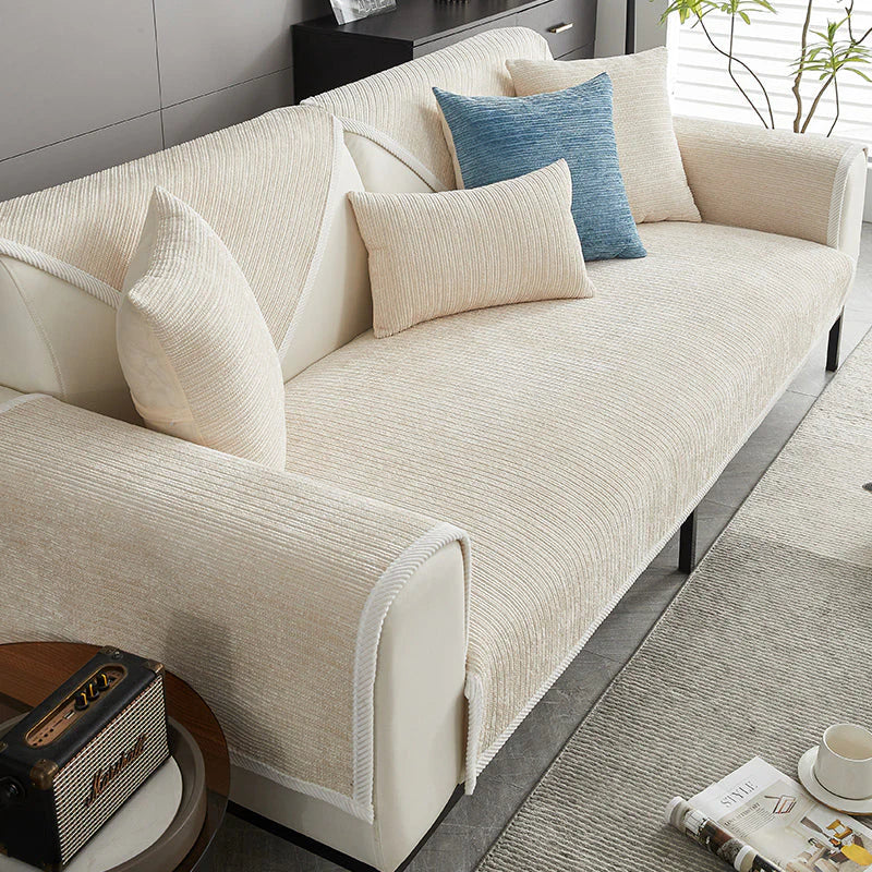 Close-up of durable fabric pet sofa cover, scratch-resistant protection