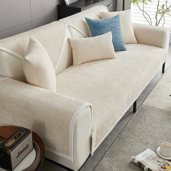 Close-up of durable fabric pet sofa cover, scratch-resistant protection