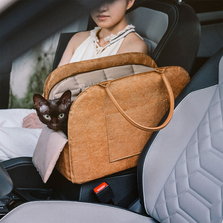 Sustainable pet travel bag with reflective strips for nighttime visibility