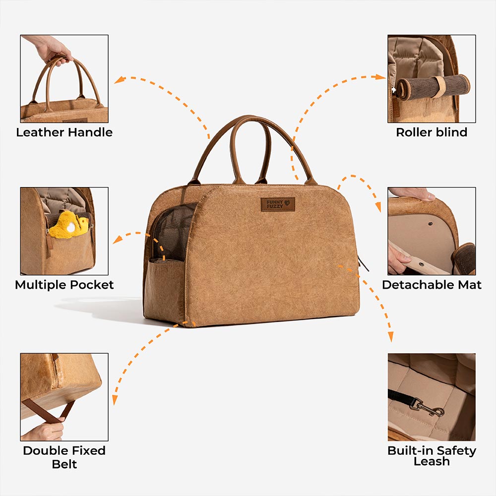 Foldable eco-friendly pet carrier bag, ideal for travel and storage