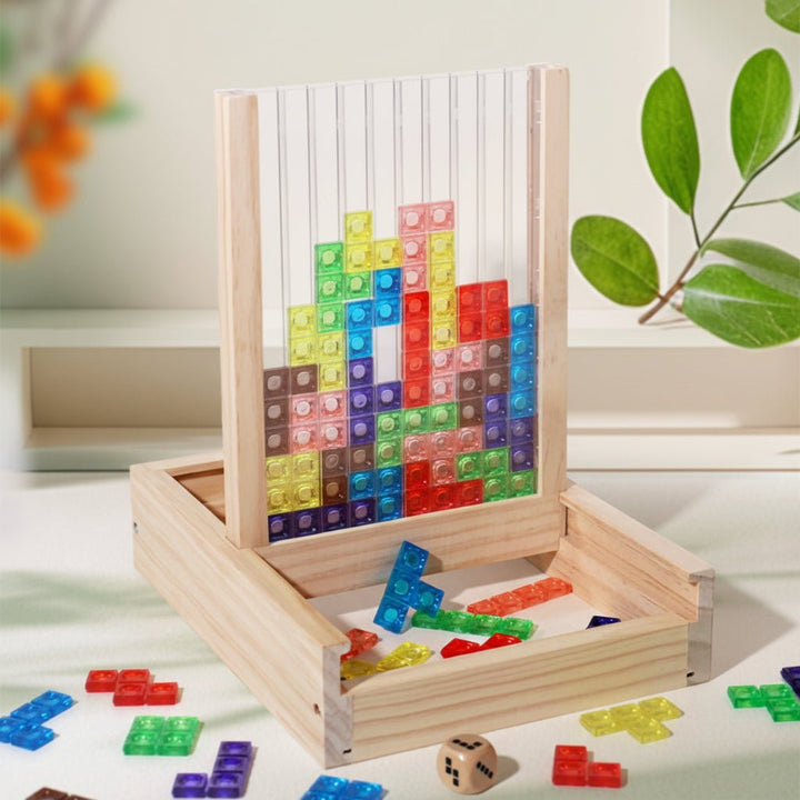 ECOBLOCK wooden logic puzzle for all ages. Sustainable brain training game for kids & adults, enhancing cognitive skills.