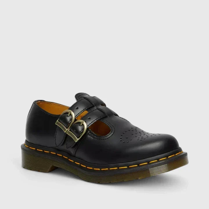 Edgy women's double buckle Mary Jane flats for comfortable, versatile day-to-night style.