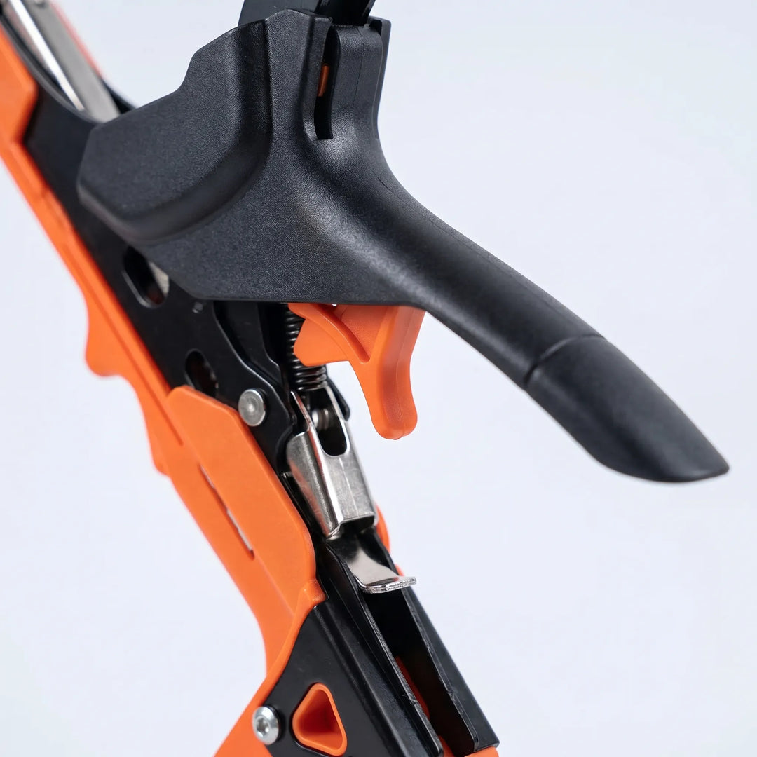 Ergonomic garden plant binder & clip tool, simplifying vine support for faster gardening tasks.