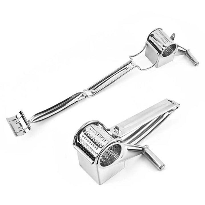 Modern rotary grater for kitchen, featuring a comfortable handle for effortless food preparation.