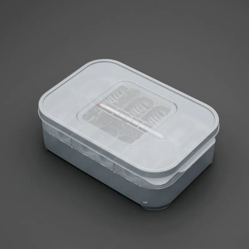 Durable egg storage box with clear lid and visible thermometer for optimal temperature monitoring.