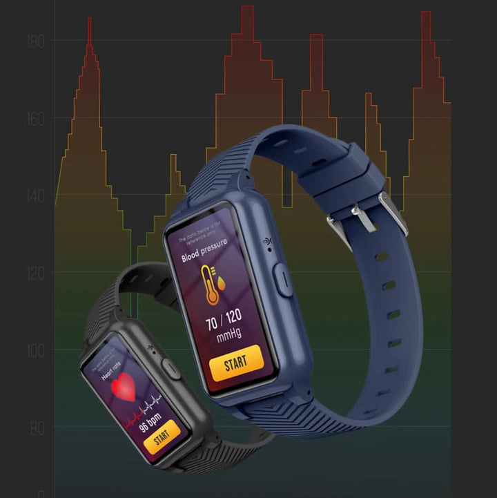 Close-up of an elderly GPS smartwatch, displaying time & clear SOS button for easy emergency access.