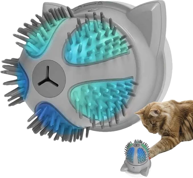 Electric cat brush & self-massager with catnip, dual power, providing pet care & stress relief for cats