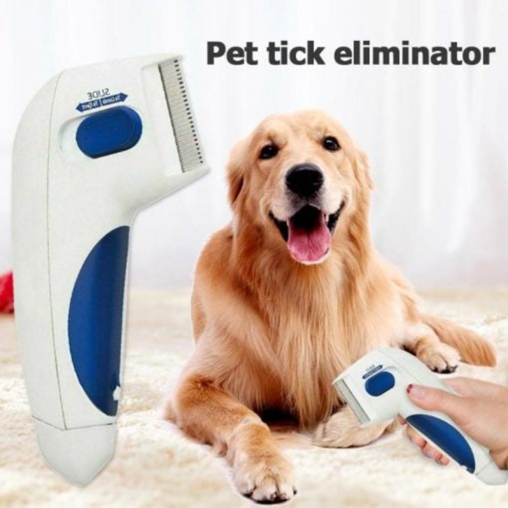 Electric flea comb for dogs and cats, chemical-free pet pest control.
