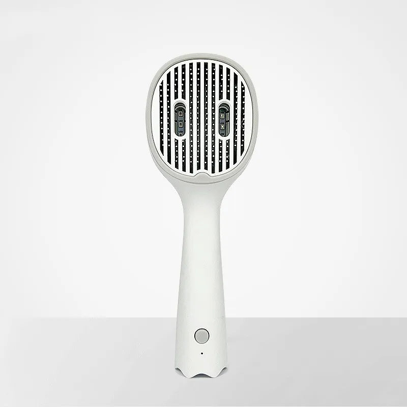 Hair straightening brush with detangling bristles and frizz control technology