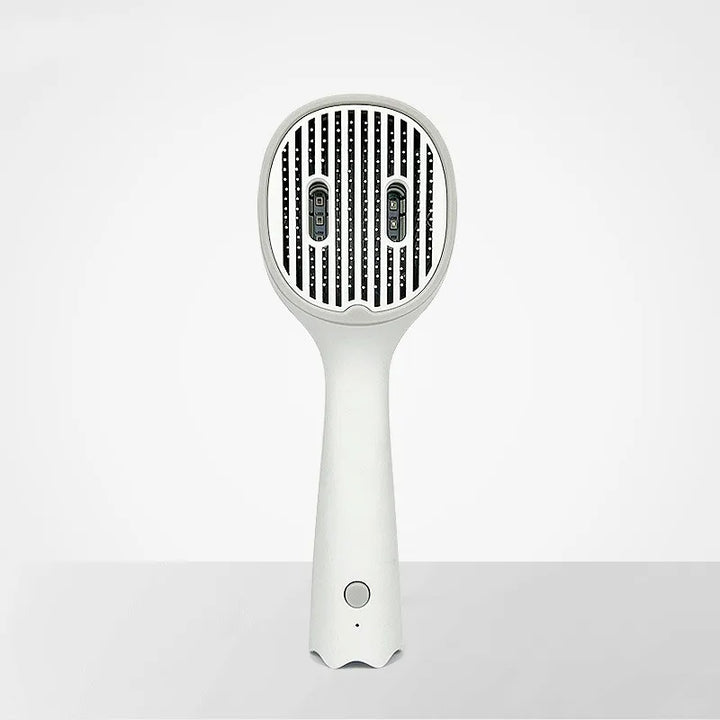 Hair straightening brush with detangling bristles and frizz control technology