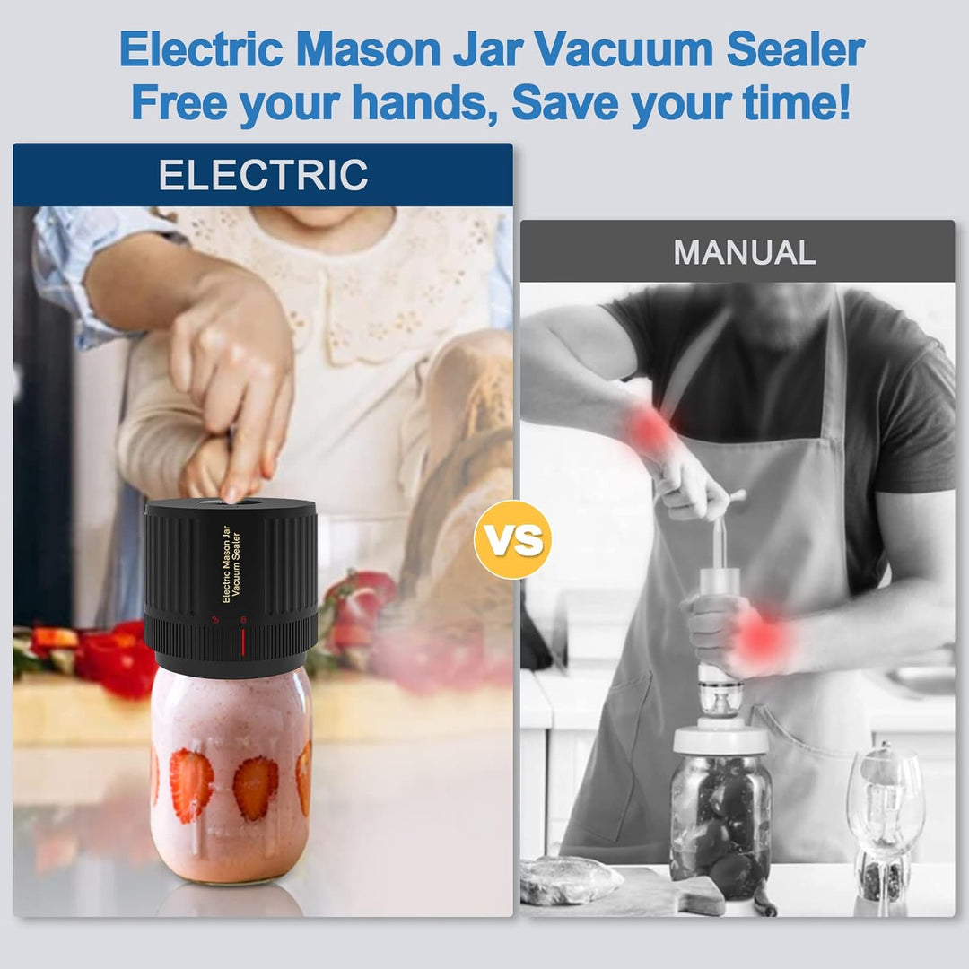 Kitchen gadget: Electric mason jar vacuum sealer for dry goods, coffee, and homemade snacks.