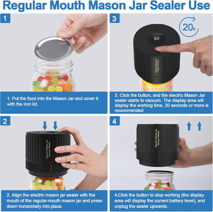 Easy-to-use electric mason jar food vacuum sealer kit for superior food storage & freshness.