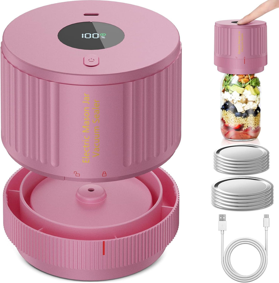 Compact jar vacuum sealer kit with hoses for perfect food storage & pantry organization.