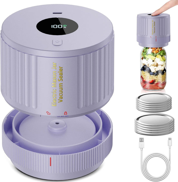 Mason jar vacuum sealing kit for home kitchen food storage, extending freshness of dry goods.