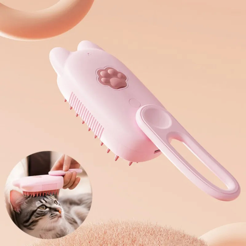 Electric scalp massager with cute pink cat ears, promoting relaxation and hair growth
