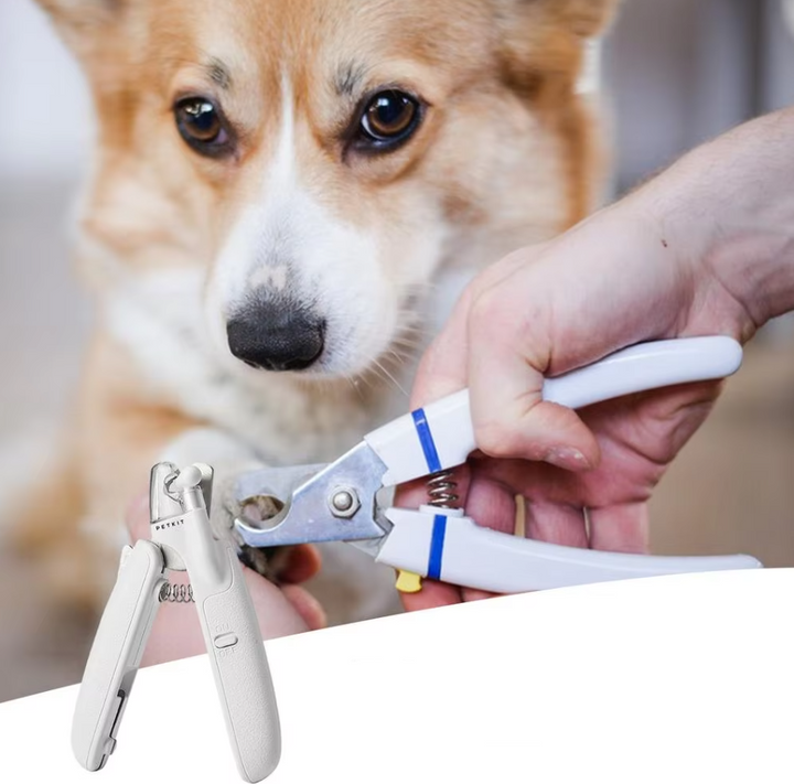 Electronic pet claw trimmer for dogs and cats, showcasing ergonomic design for easy grip.