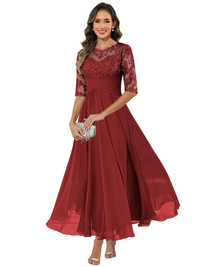 Women's elegant A-line formal dress, ideal for evening parties, galas, or wedding guests.