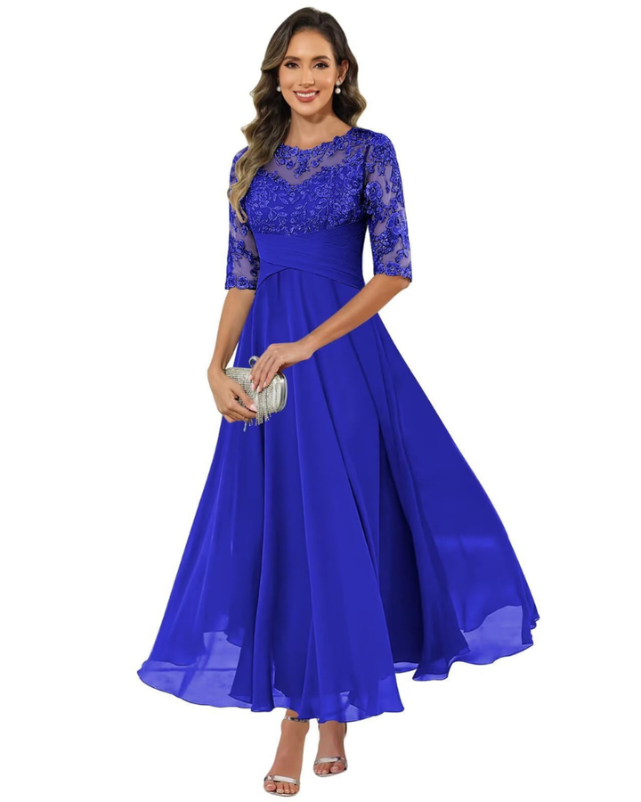 Elegant women's A-line long evening dress, sophisticated for any formal event or party.
