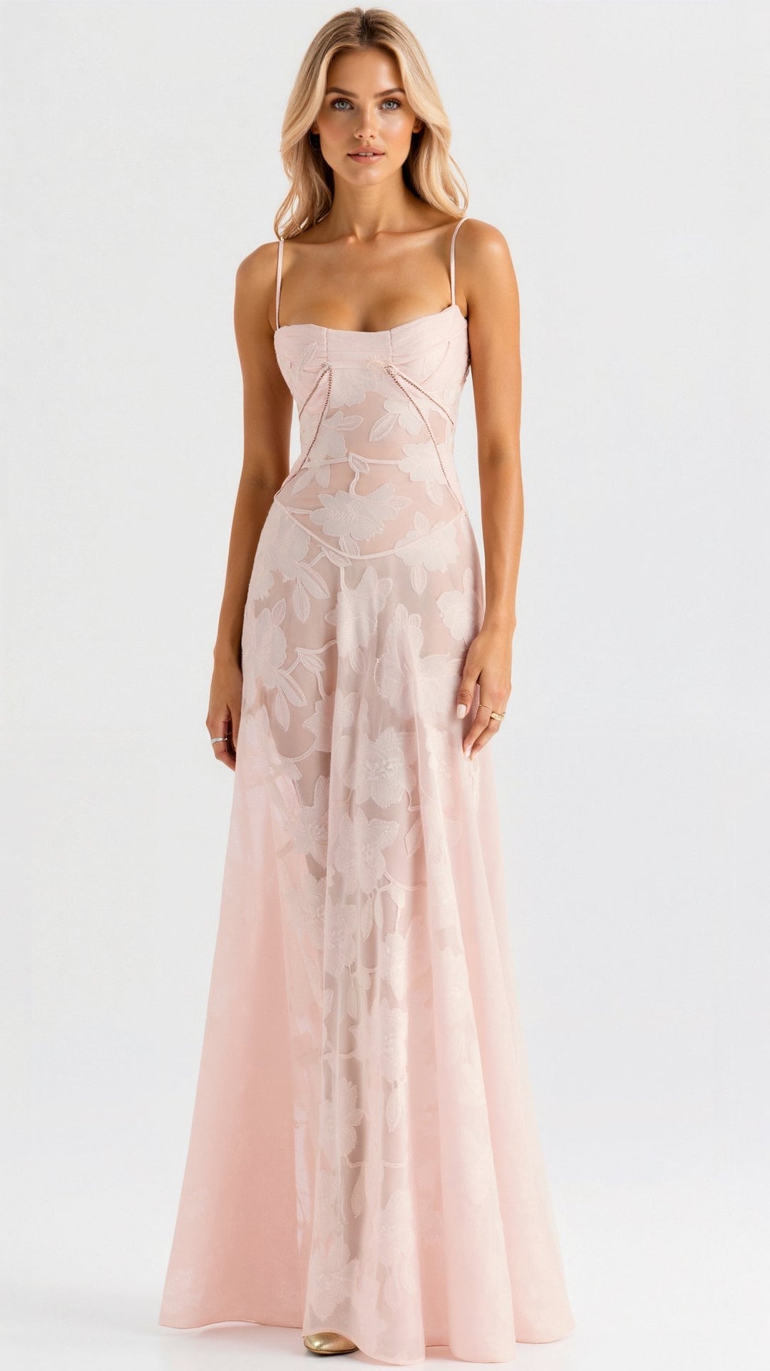 Flowy white elegant strap maxi dress, a perfect formal evening gown for wedding guests or parties.