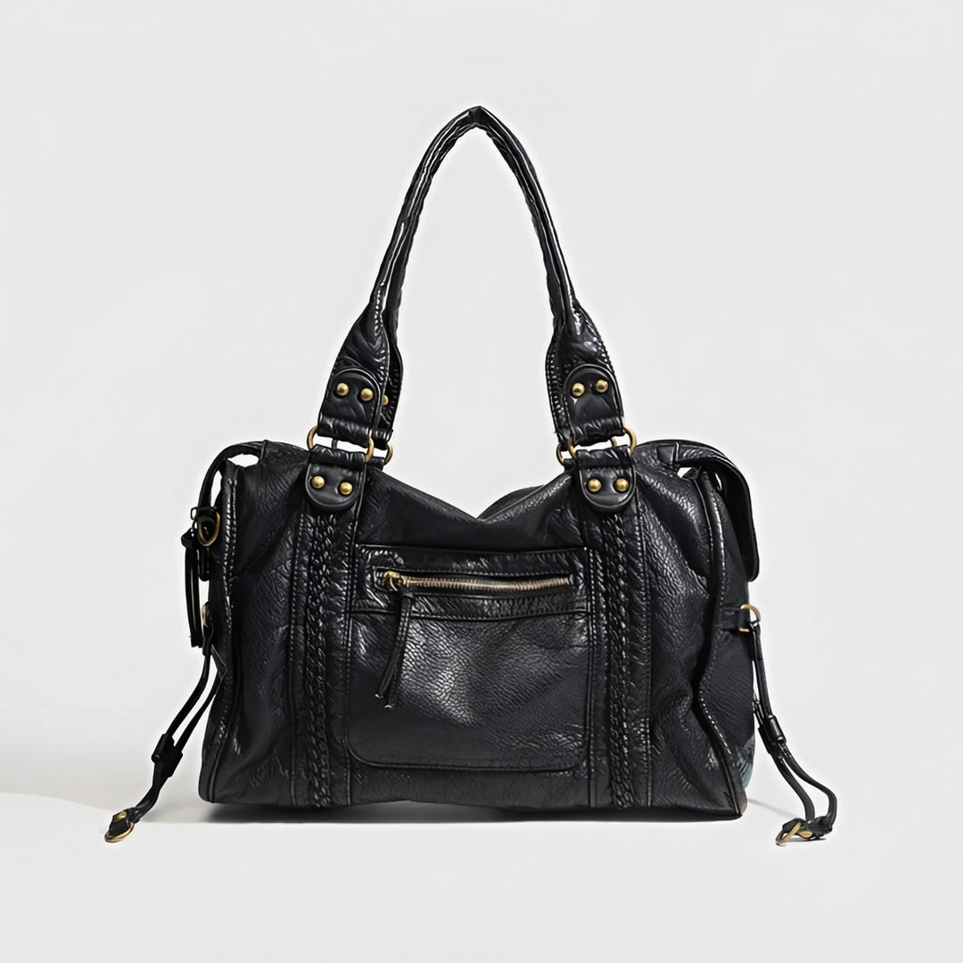New stylish black women's handbag, perfect daily carry. Versatile shoulder & crossbody design, elegant fashion accessory.
