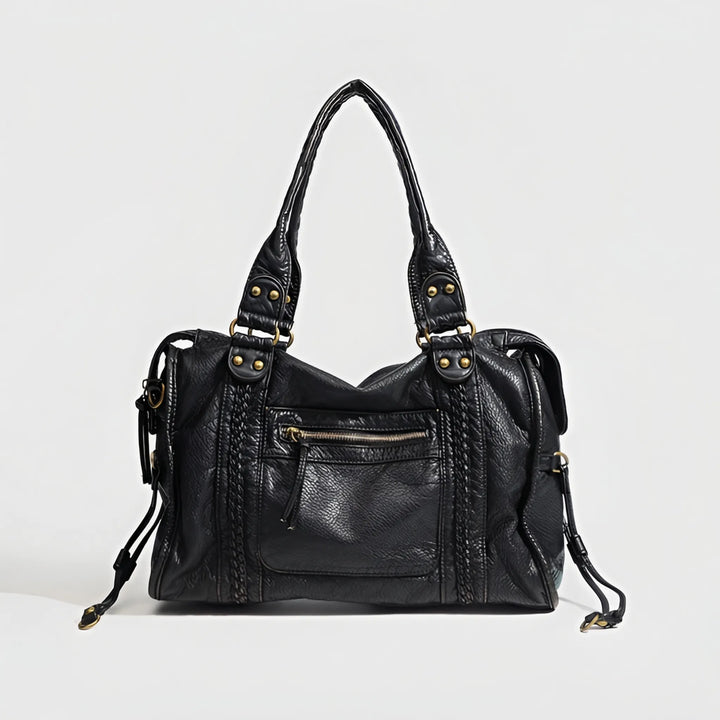 New stylish black women's handbag, perfect daily carry. Versatile shoulder & crossbody design, elegant fashion accessory.