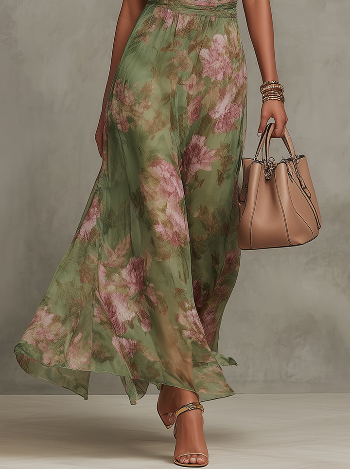 Stunning green maxi dress with boho elegance, a versatile formal dress for wedding guests & parties.