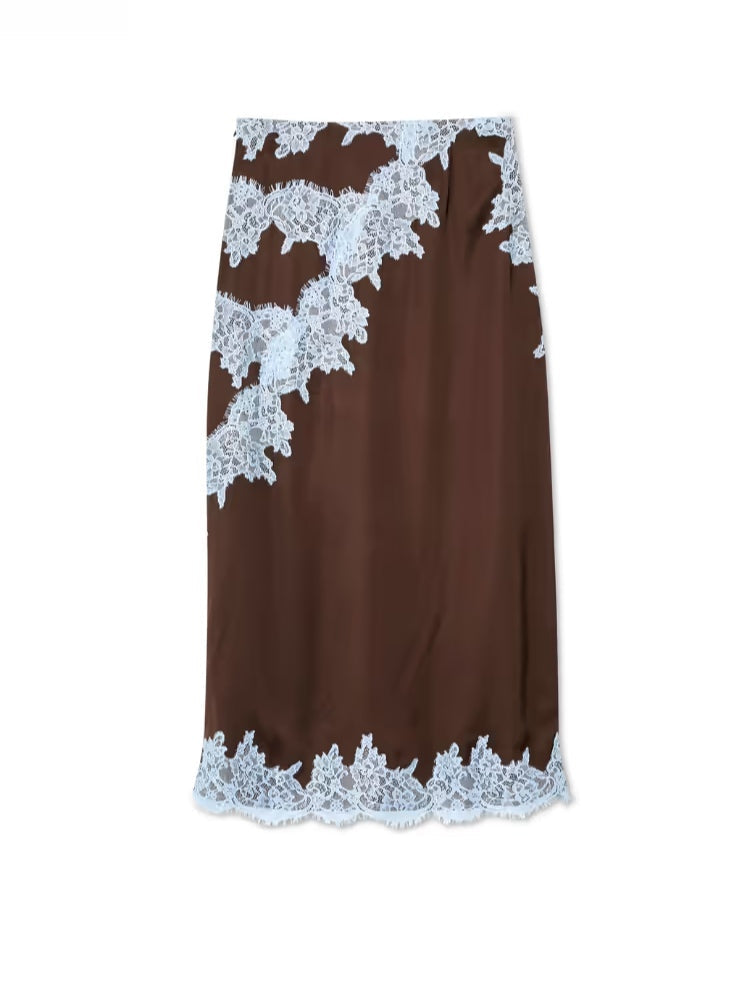 Chic women's brown tie-dye halter maxi dress, elegant and flowing with a stylish side slit for summer. (110 characters)